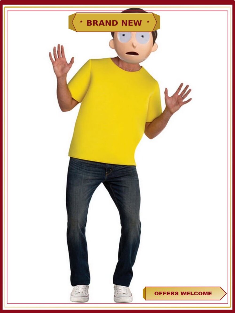 Men's Rick and Morty Morty Adult Halloween Costume XL Shirt and Mask